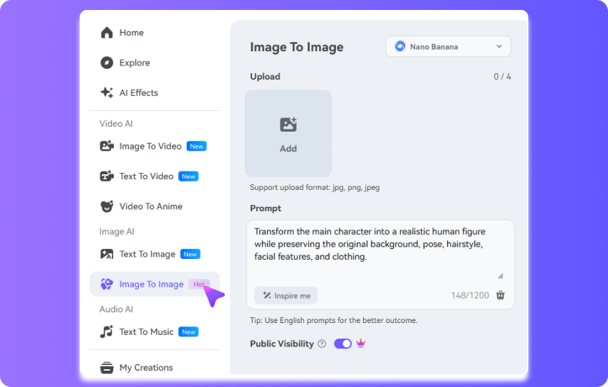 Step 1: Generate a Realistic Human Image from Cartoon