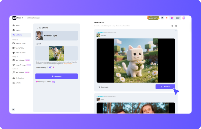 generate your minecraft ai filter video
