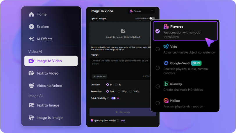 Step 1: upload your image or type a prompt